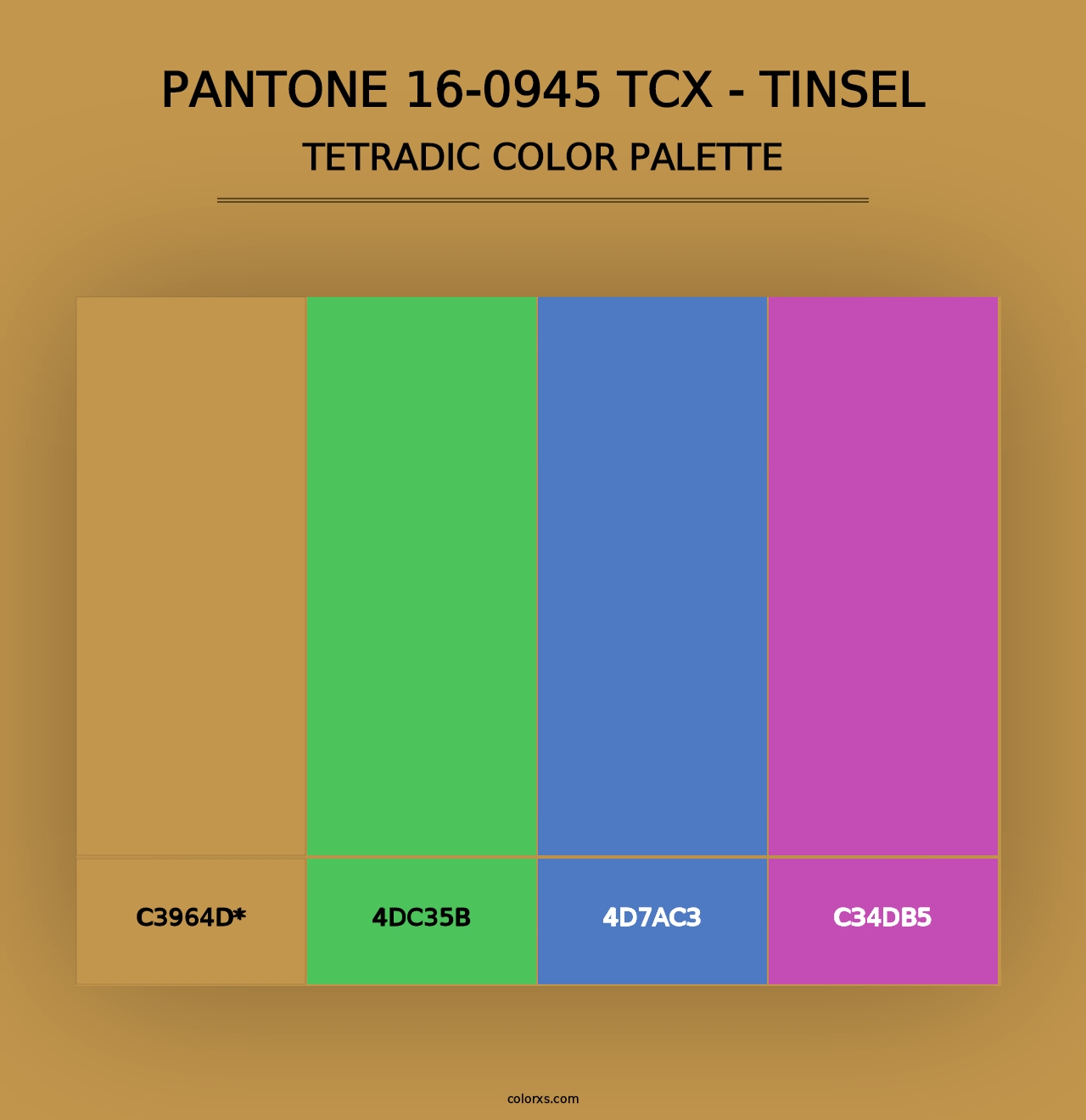 PANTONE 16-0945 TCX - Tinsel - Tetradic Color Palette