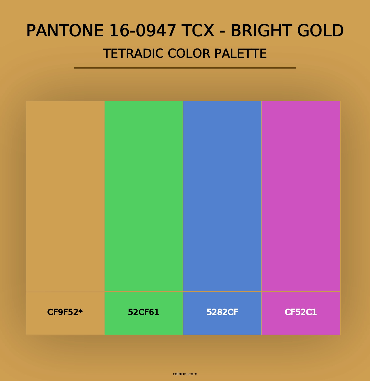 PANTONE 16-0947 TCX - Bright Gold - Tetradic Color Palette