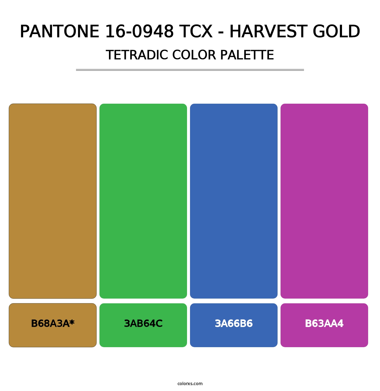 PANTONE 16-0948 TCX - Harvest Gold - Tetradic Color Palette