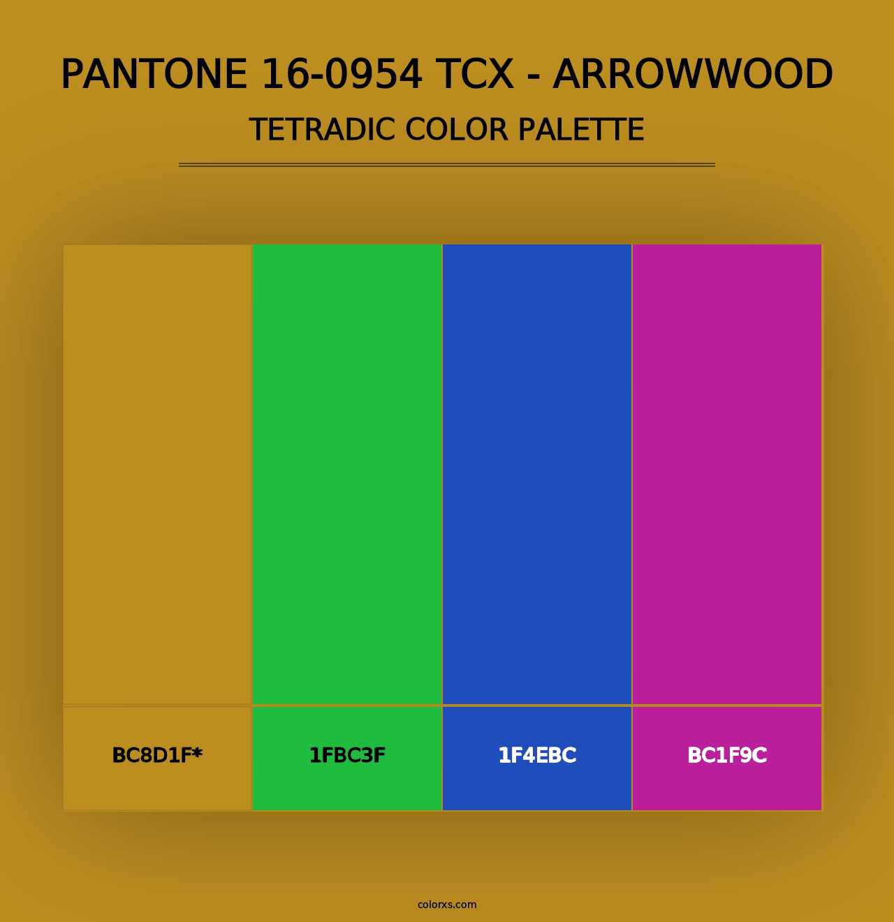 PANTONE 16-0954 TCX - Arrowwood - Tetradic Color Palette