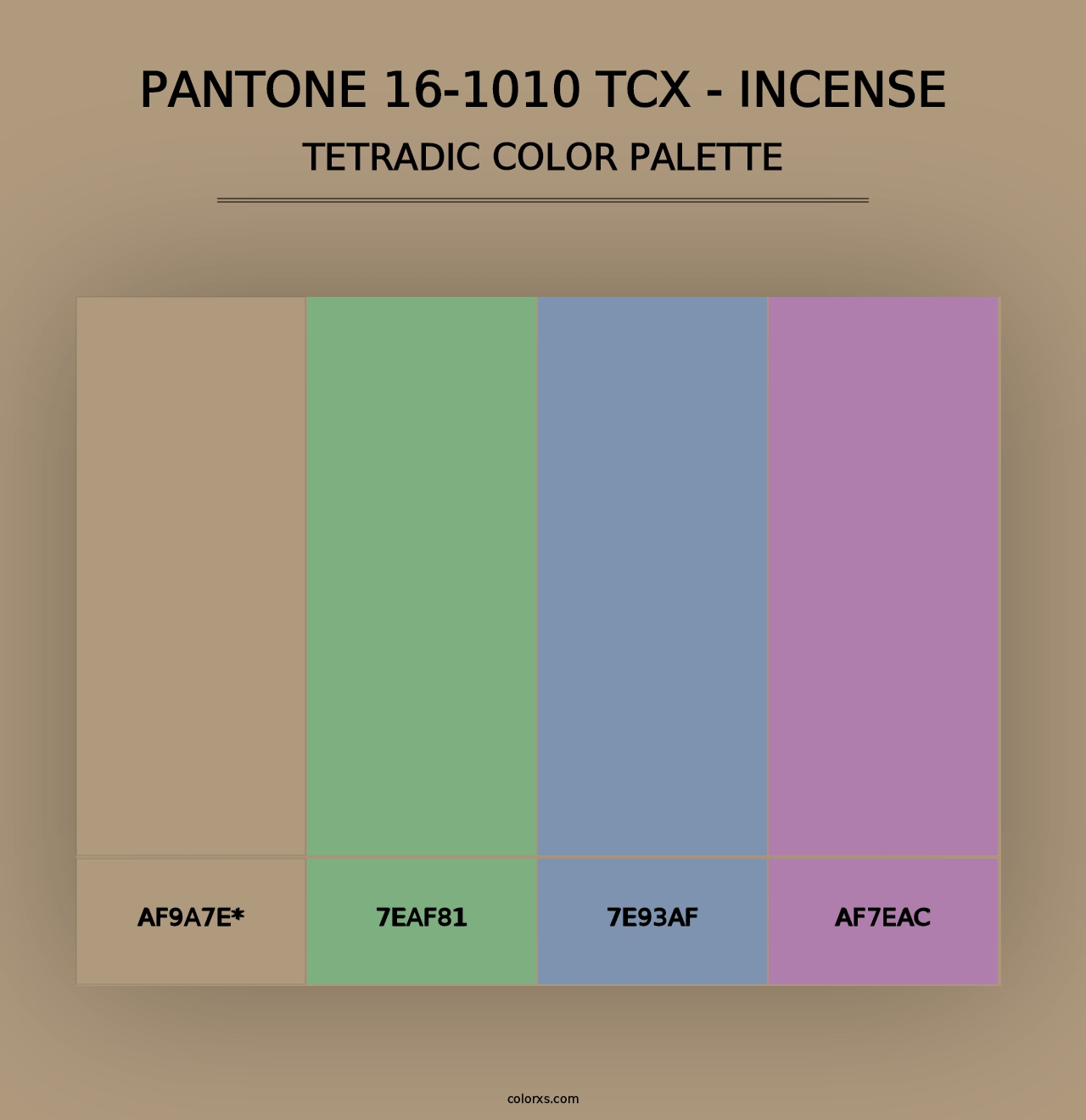 PANTONE 16-1010 TCX - Incense - Tetradic Color Palette