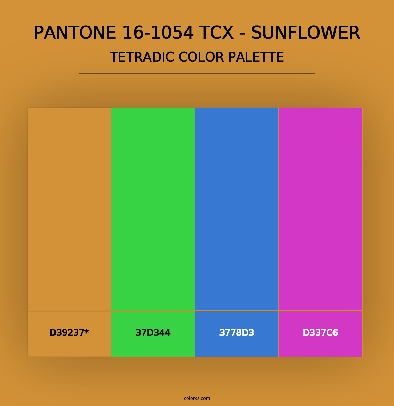 PANTONE 16-1054 TCX - Sunflower - Tetradic Color Palette