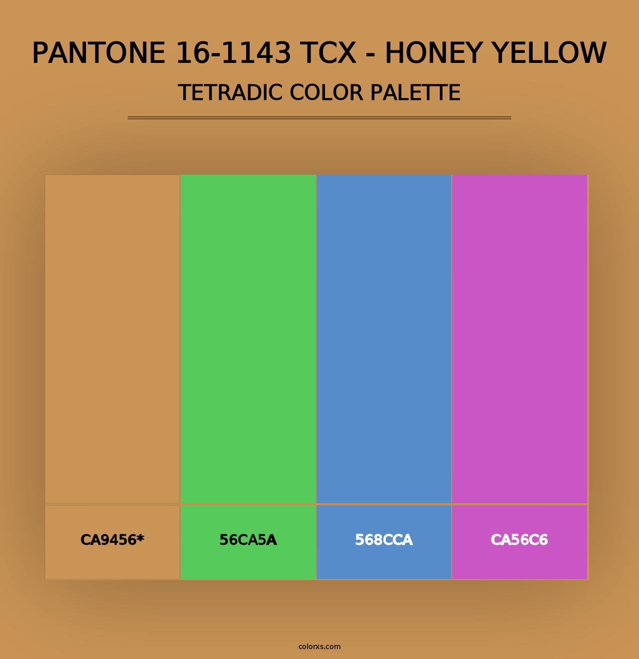 PANTONE 16-1143 TCX - Honey Yellow - Tetradic Color Palette