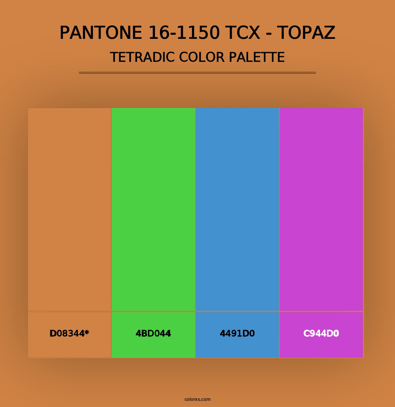 PANTONE 16-1150 TCX - Topaz - Tetradic Color Palette