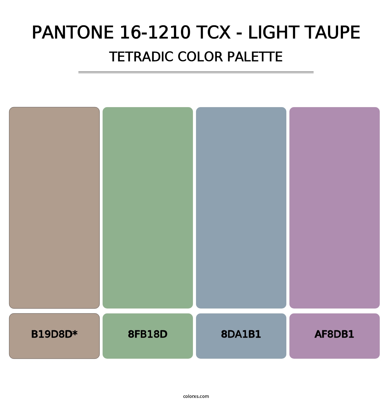 PANTONE 16-1210 TCX - Light Taupe - Tetradic Color Palette