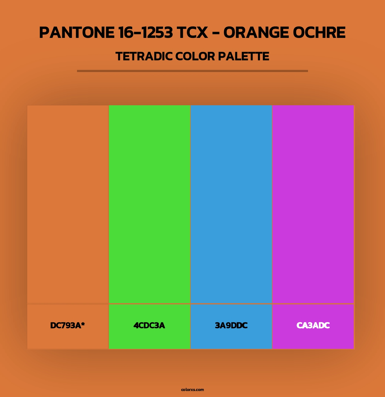 PANTONE 16-1253 TCX - Orange Ochre - Tetradic Color Palette