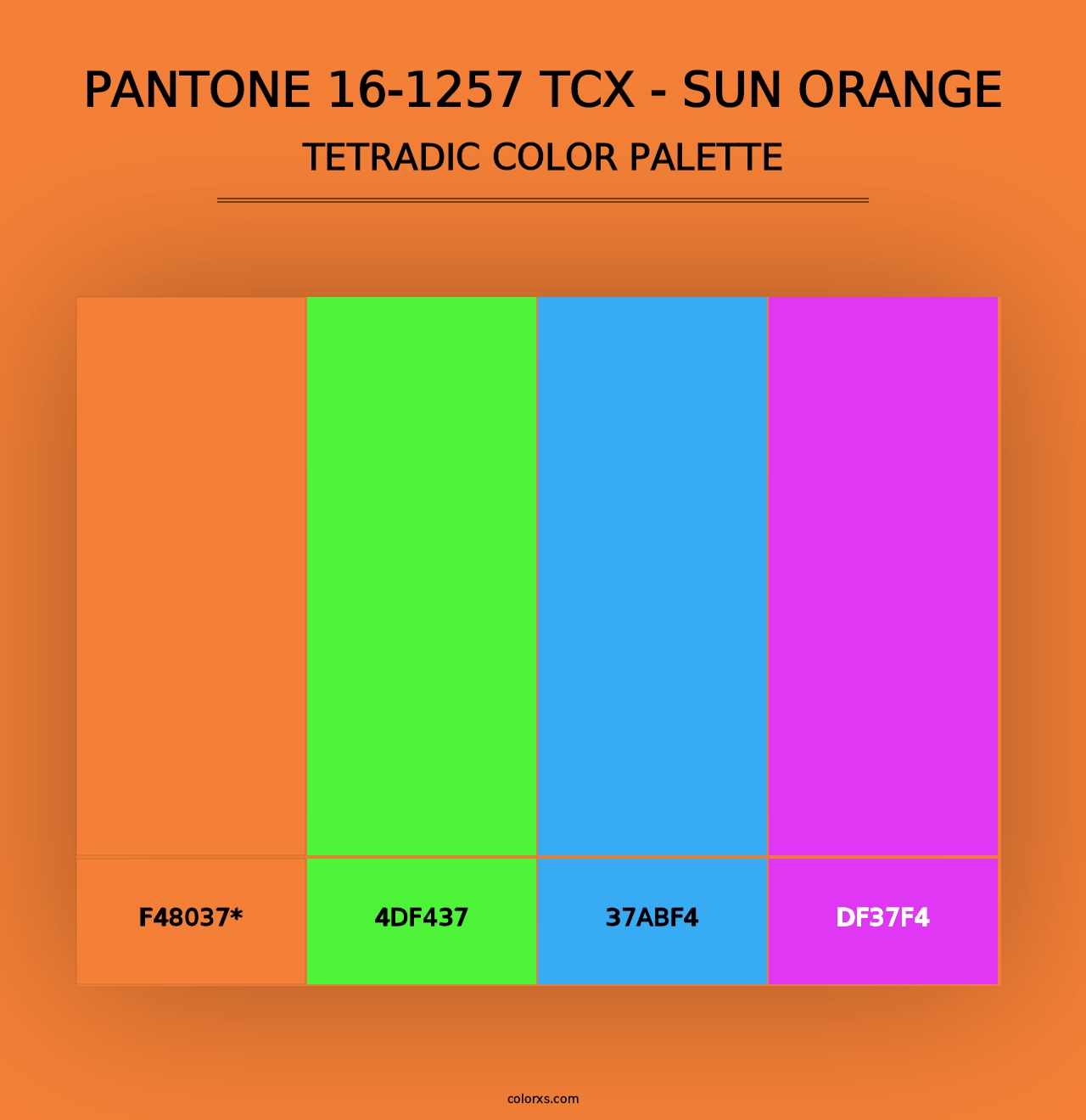 PANTONE 16-1257 TCX - Sun Orange - Tetradic Color Palette