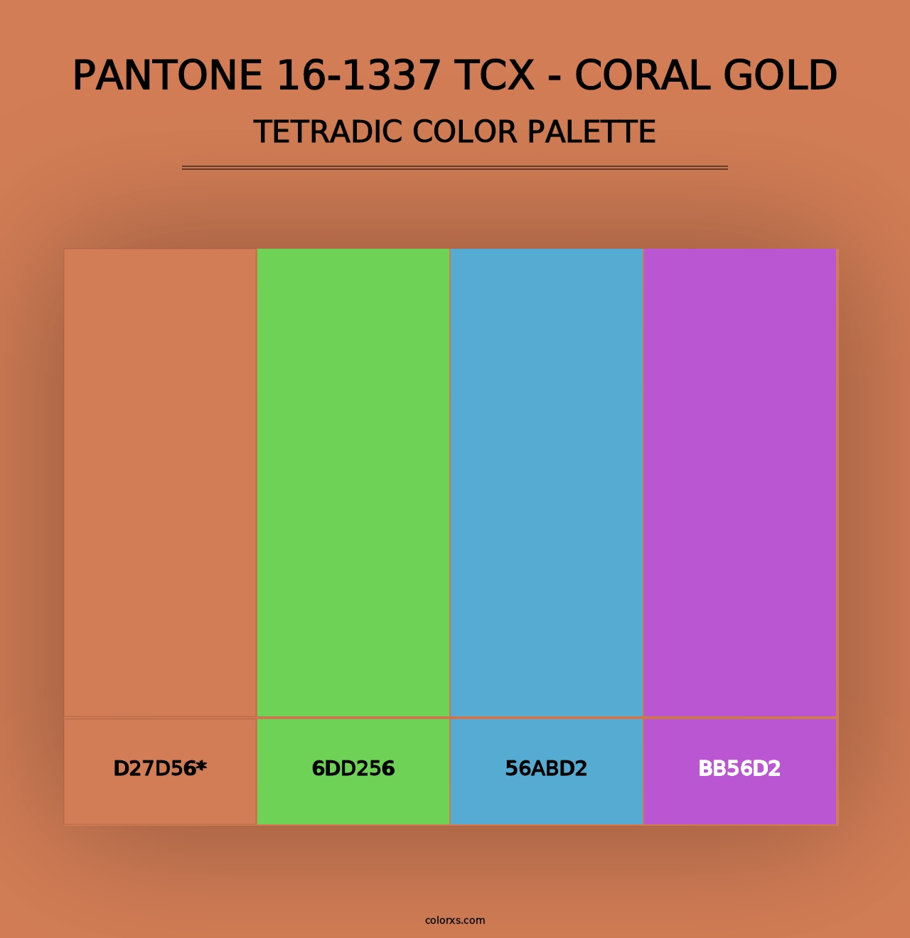 PANTONE 16-1337 TCX - Coral Gold - Tetradic Color Palette