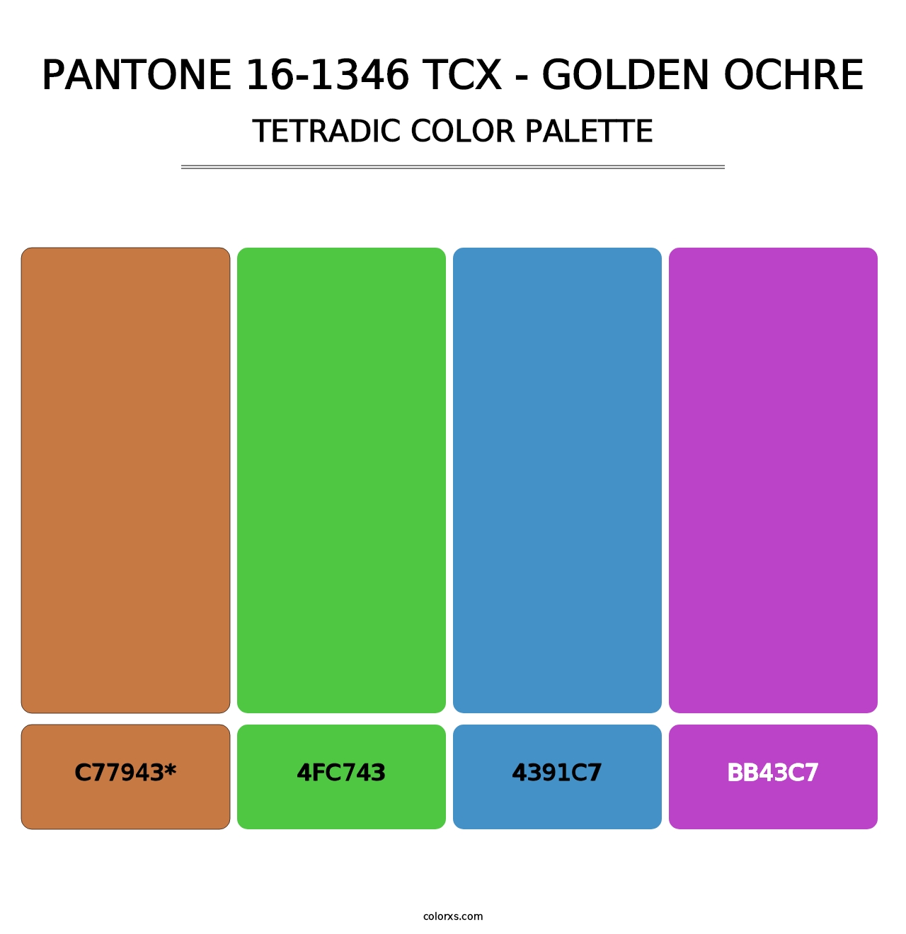 PANTONE 16-1346 TCX - Golden Ochre - Tetradic Color Palette
