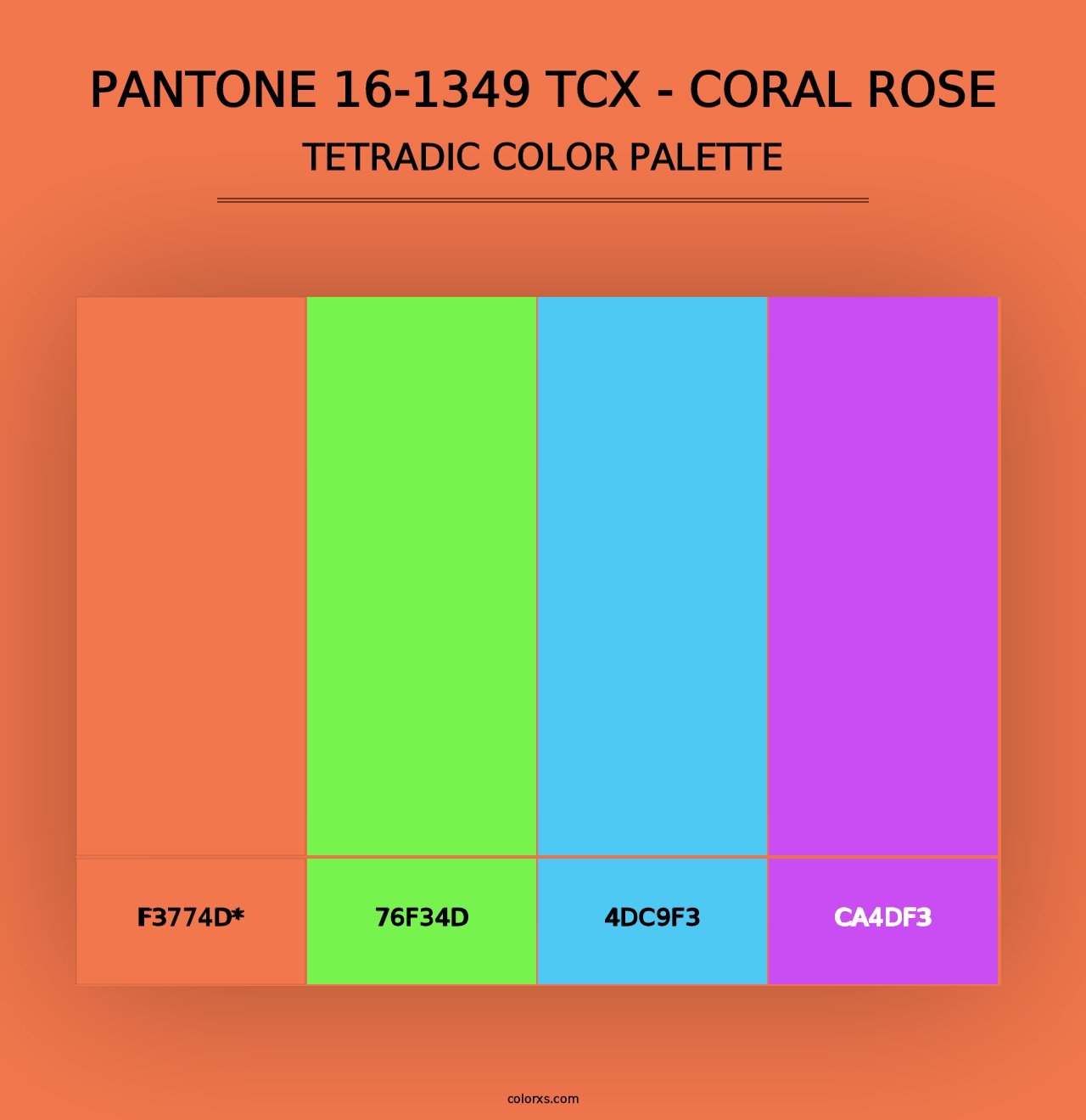 PANTONE 16-1349 TCX - Coral Rose - Tetradic Color Palette