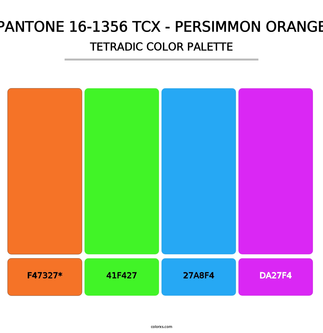 PANTONE 16-1356 TCX - Persimmon Orange - Tetradic Color Palette