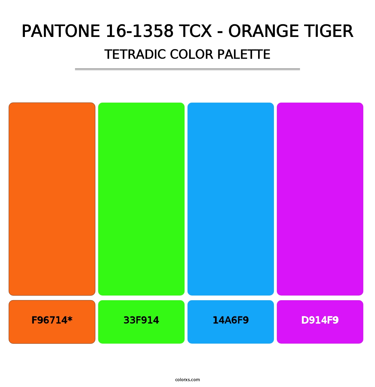 PANTONE 16-1358 TCX - Orange Tiger - Tetradic Color Palette