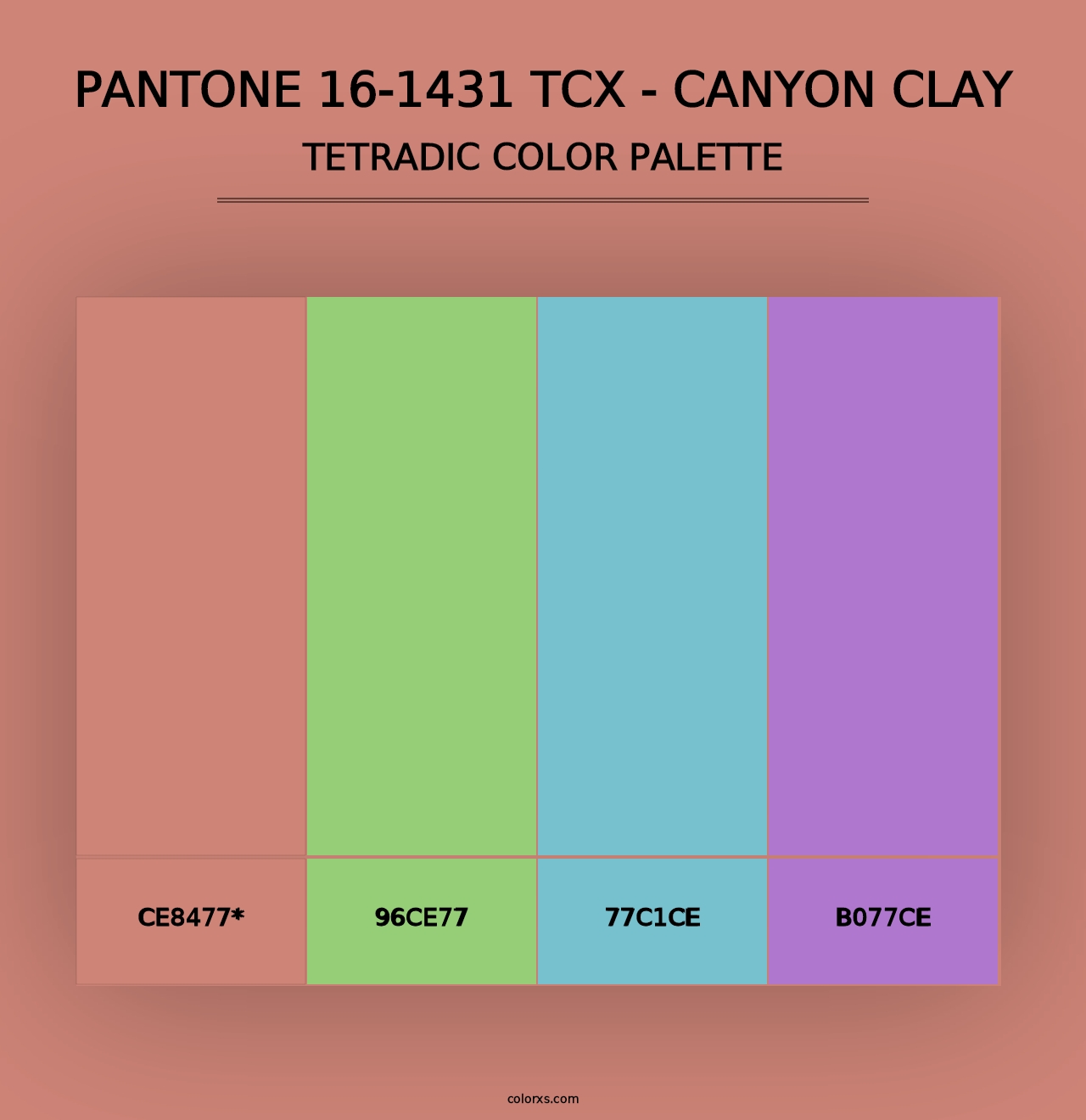 PANTONE 16-1431 TCX - Canyon Clay - Tetradic Color Palette