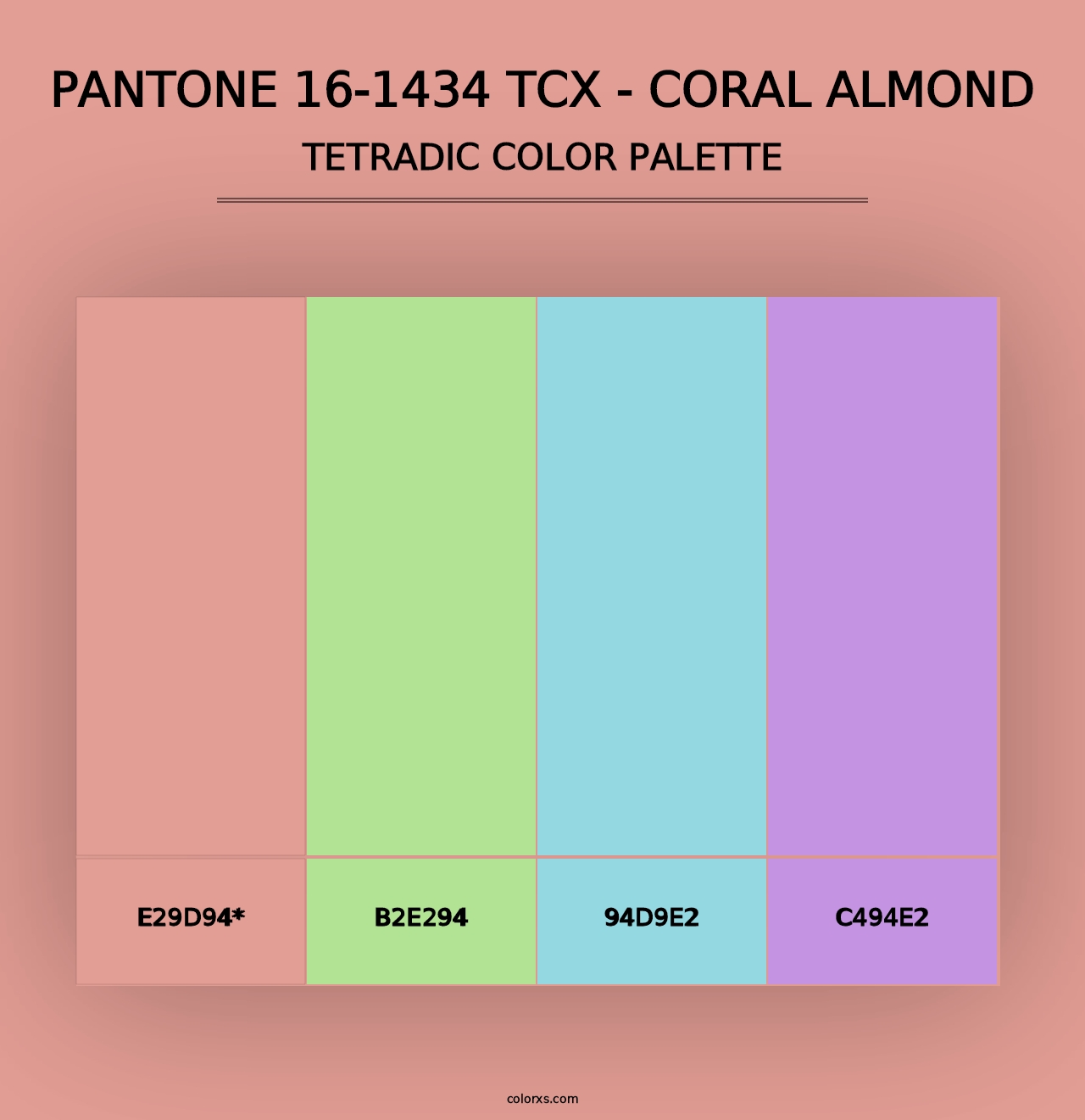 PANTONE 16-1434 TCX - Coral Almond - Tetradic Color Palette