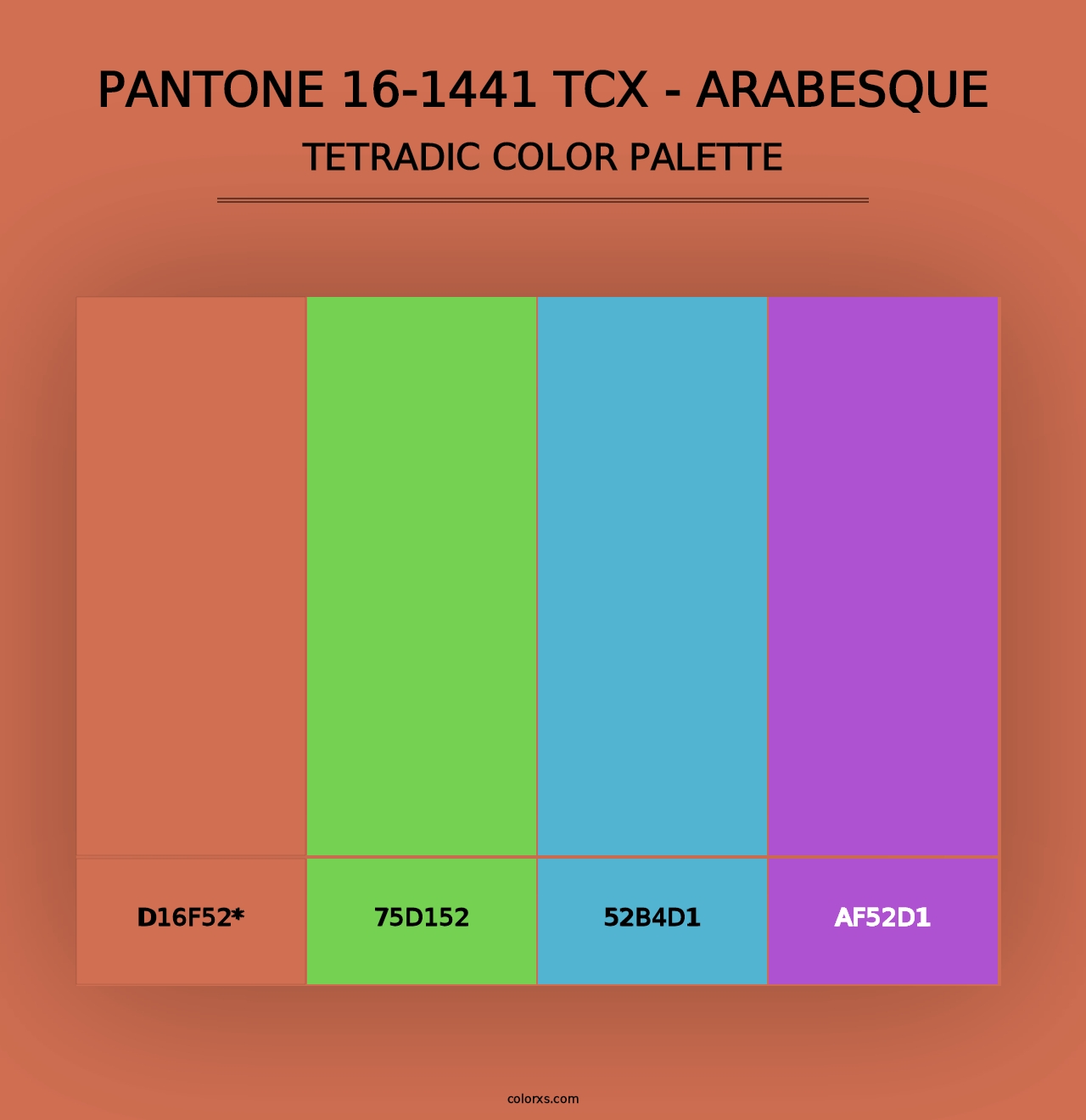 PANTONE 16-1441 TCX - Arabesque - Tetradic Color Palette