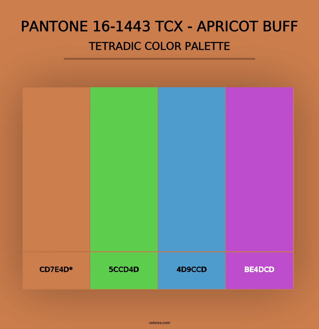 PANTONE 16-1443 TCX - Apricot Buff - Tetradic Color Palette