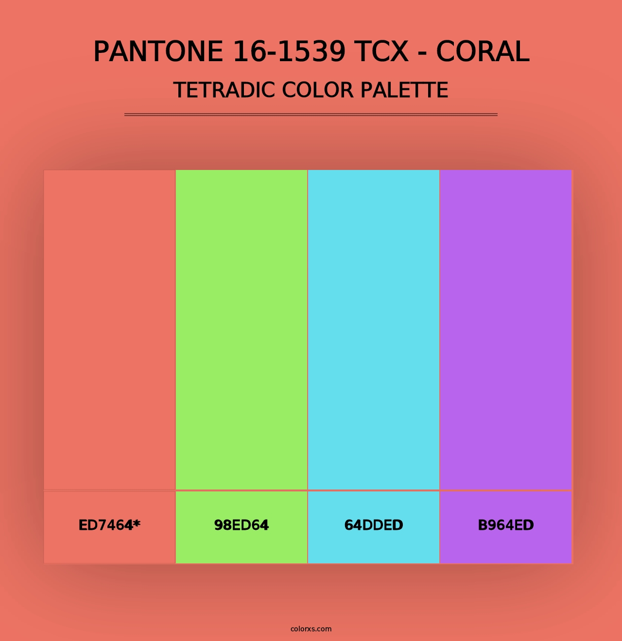 PANTONE 16-1539 TCX - Coral - Tetradic Color Palette