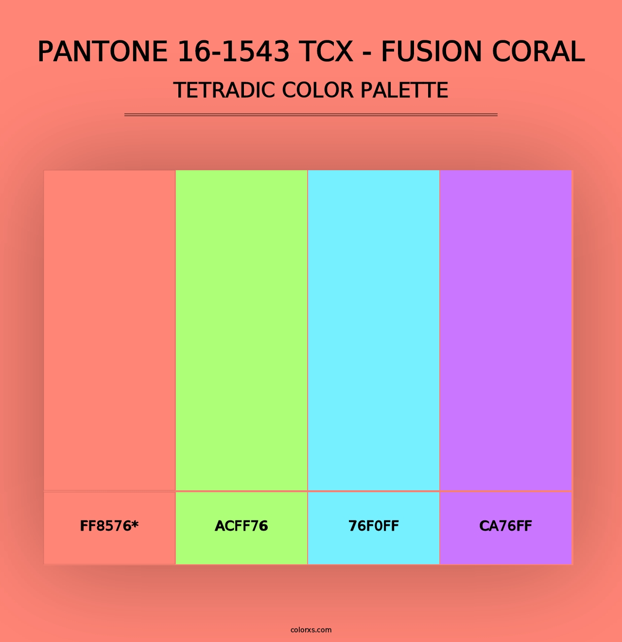 PANTONE 16-1543 TCX - Fusion Coral - Tetradic Color Palette