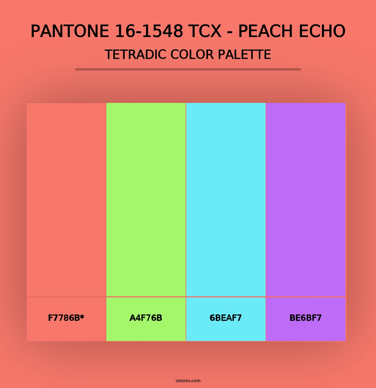 PANTONE 16-1548 TCX - Peach Echo - Tetradic Color Palette