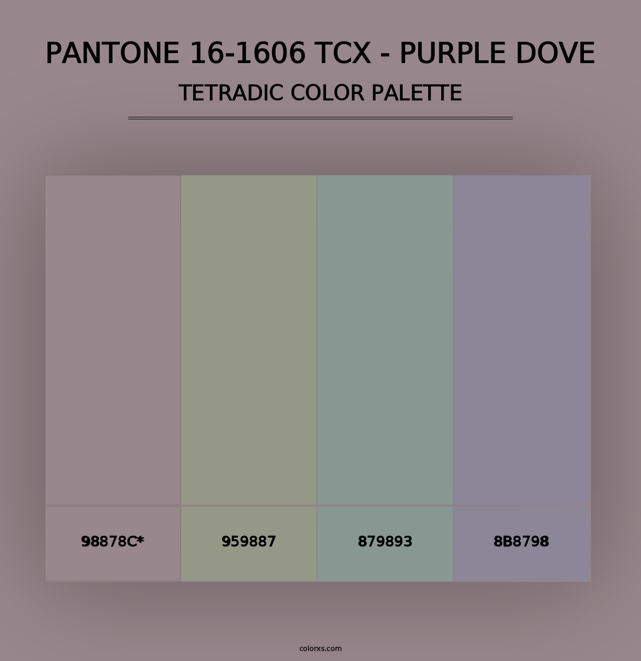 PANTONE 16-1606 TCX - Purple Dove - Tetradic Color Palette