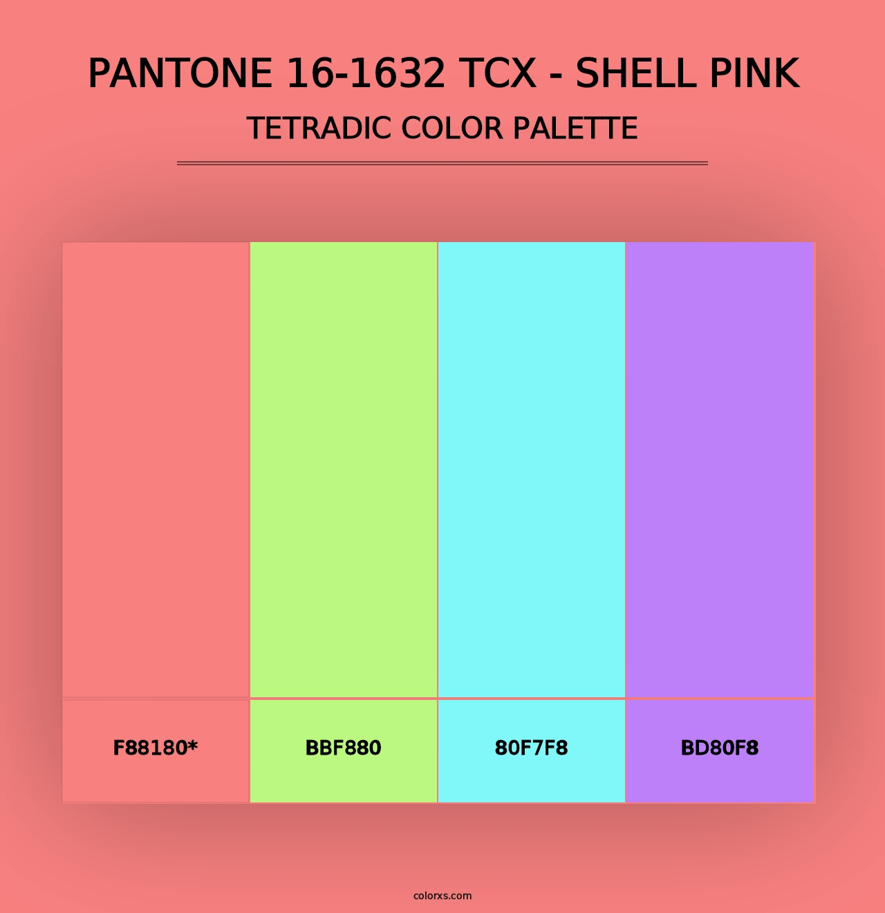 PANTONE 16-1632 TCX - Shell Pink - Tetradic Color Palette