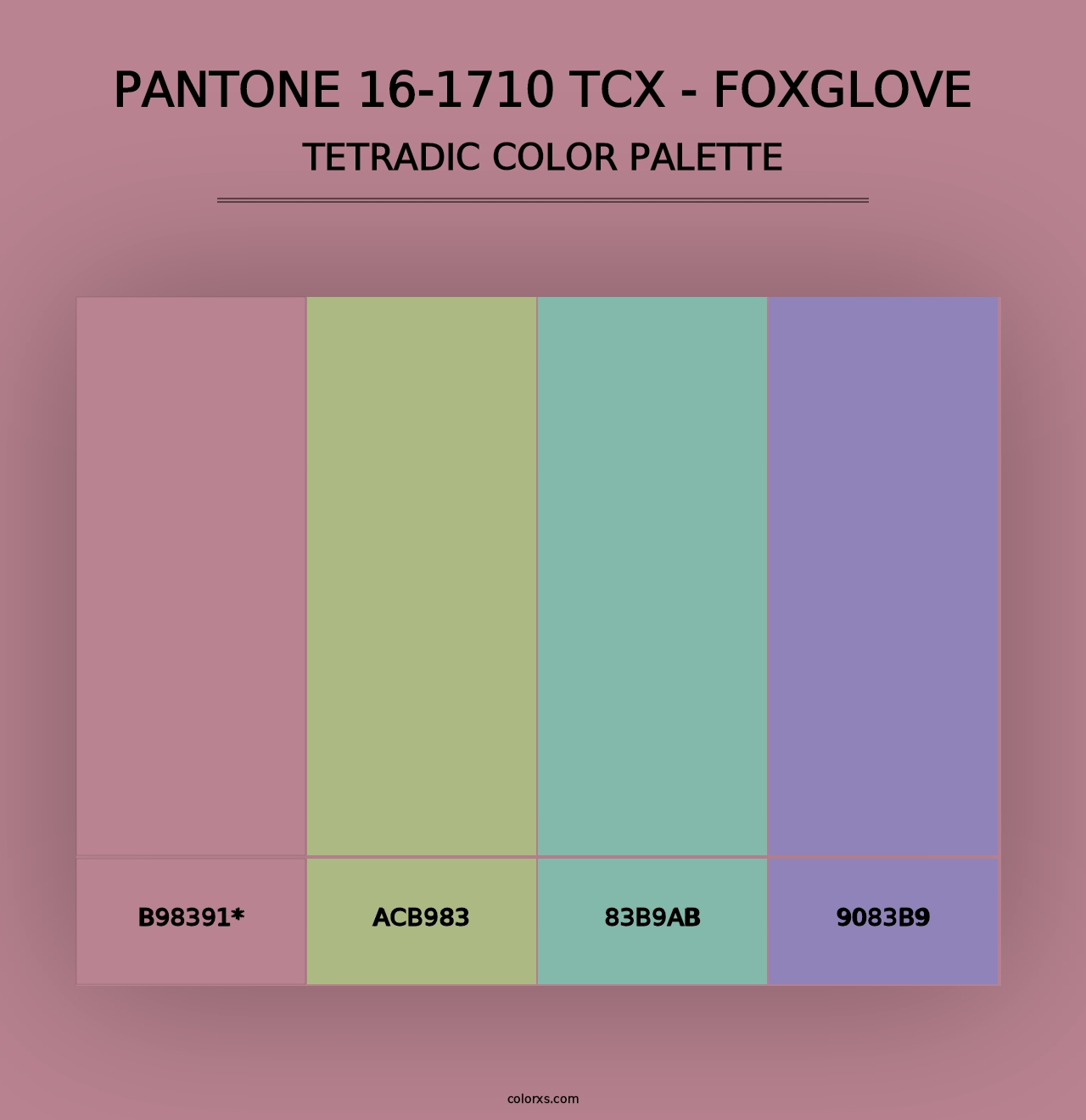 PANTONE 16-1710 TCX - Foxglove - Tetradic Color Palette