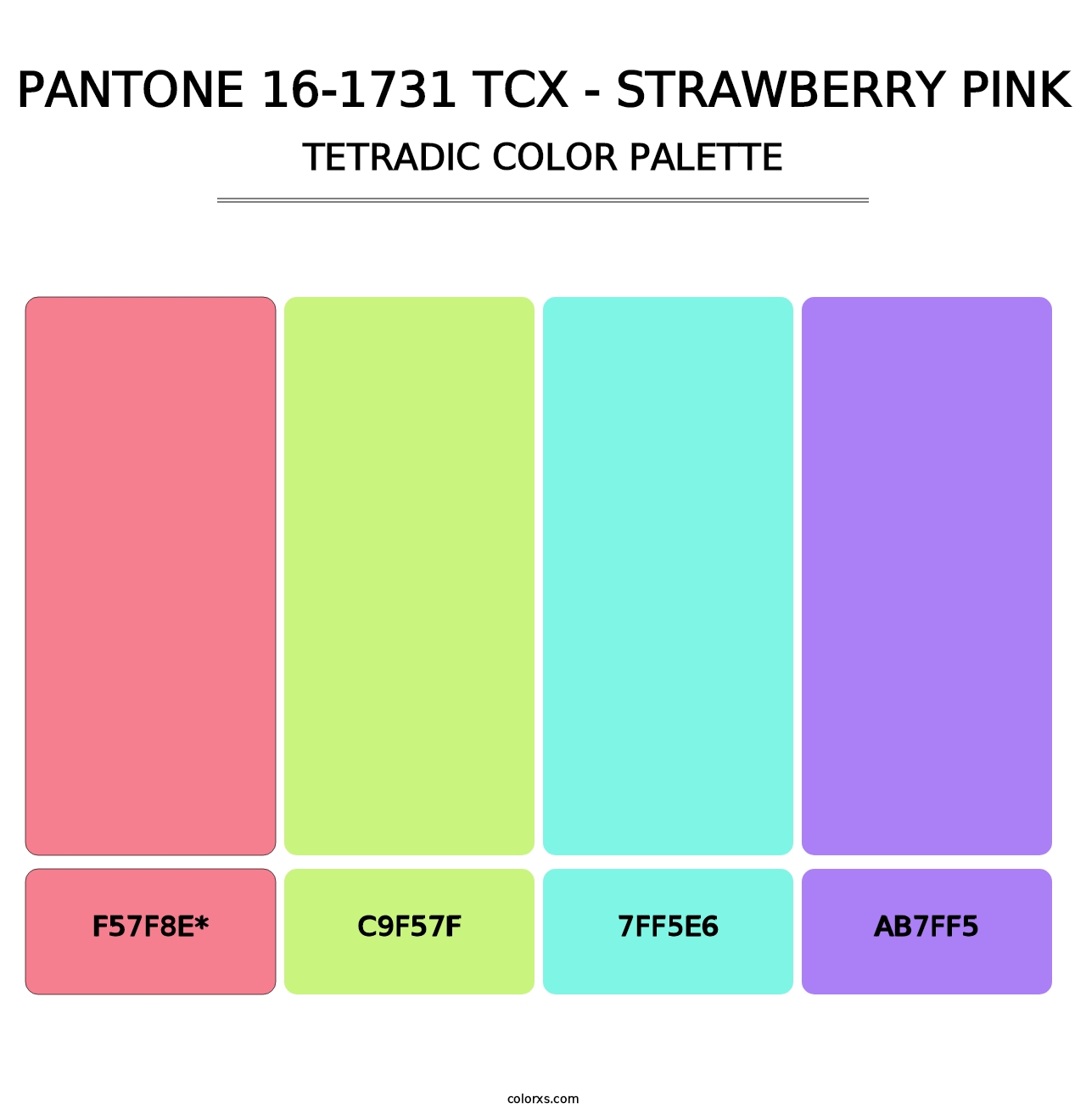 PANTONE 16-1731 TCX - Strawberry Pink - Tetradic Color Palette