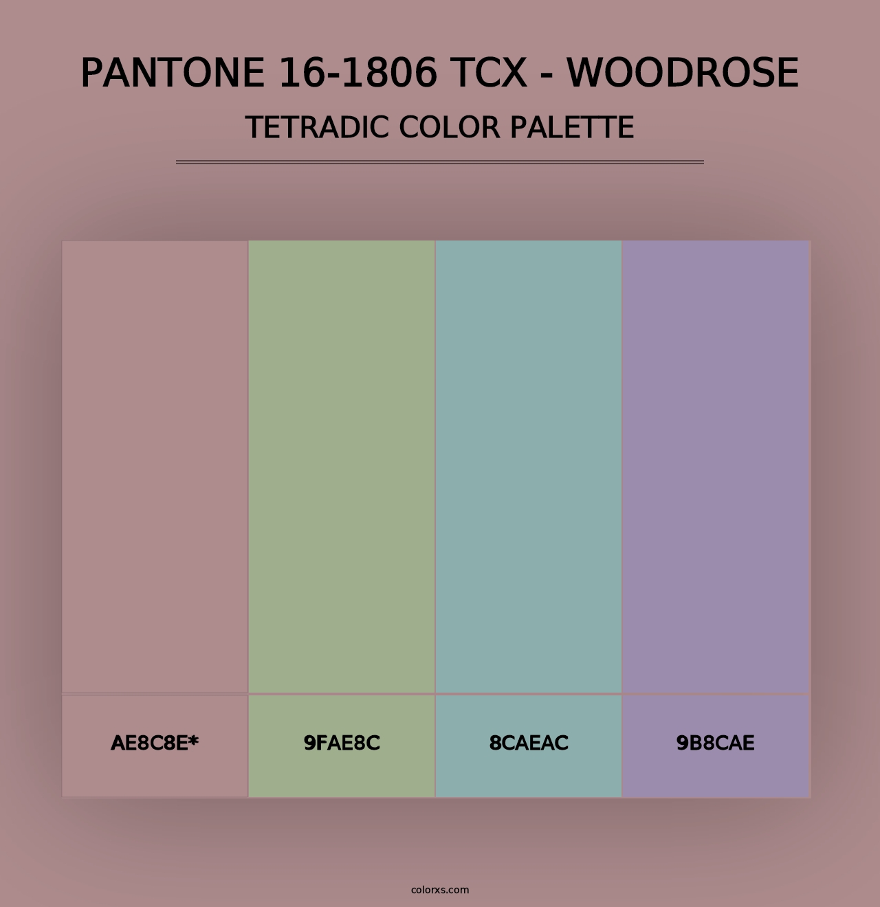 PANTONE 16-1806 TCX - Woodrose - Tetradic Color Palette