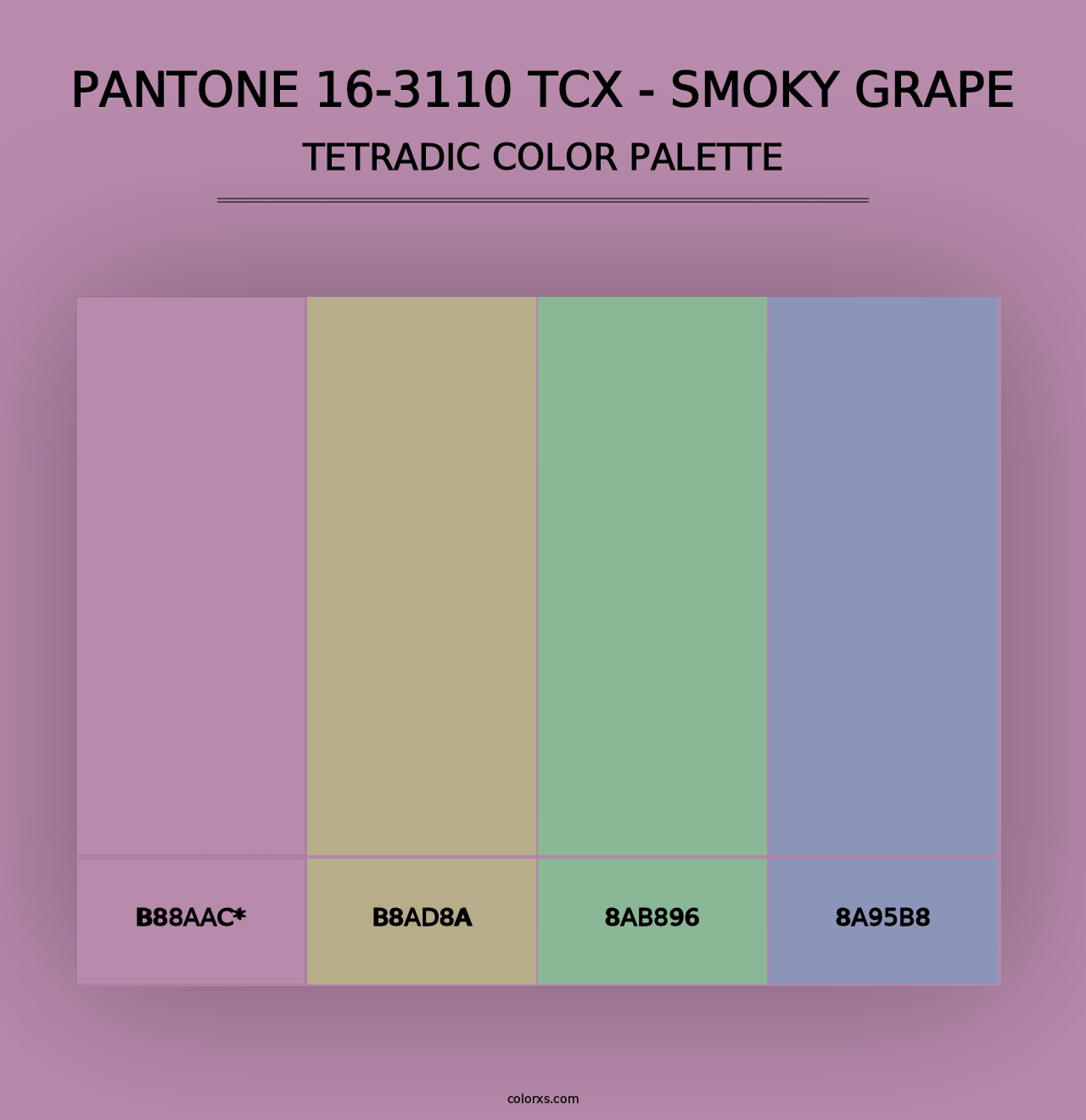 PANTONE 16-3110 TCX - Smoky Grape - Tetradic Color Palette