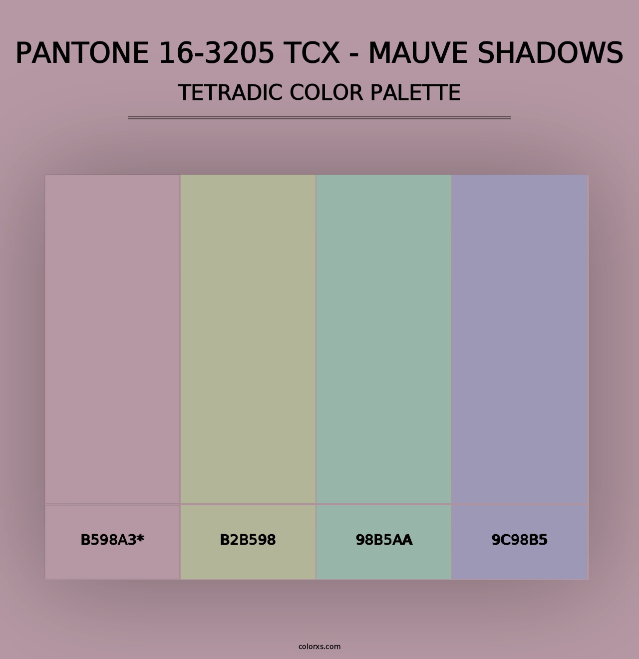 PANTONE 16-3205 TCX - Mauve Shadows - Tetradic Color Palette