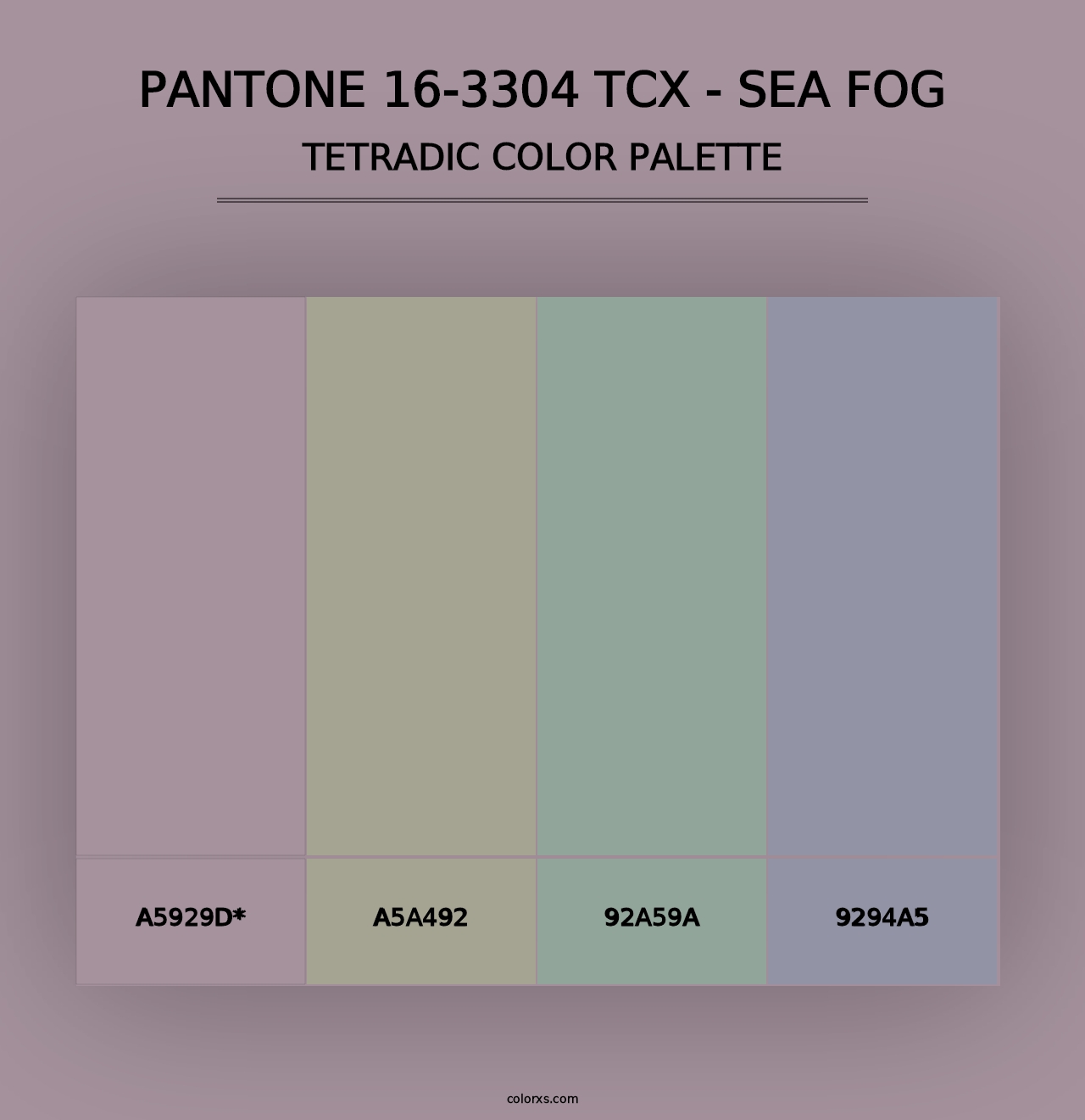 PANTONE 16-3304 TCX - Sea Fog - Tetradic Color Palette