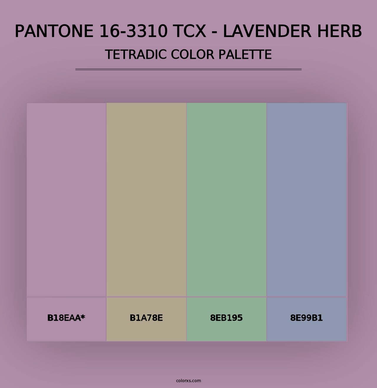 PANTONE 16-3310 TCX - Lavender Herb - Tetradic Color Palette