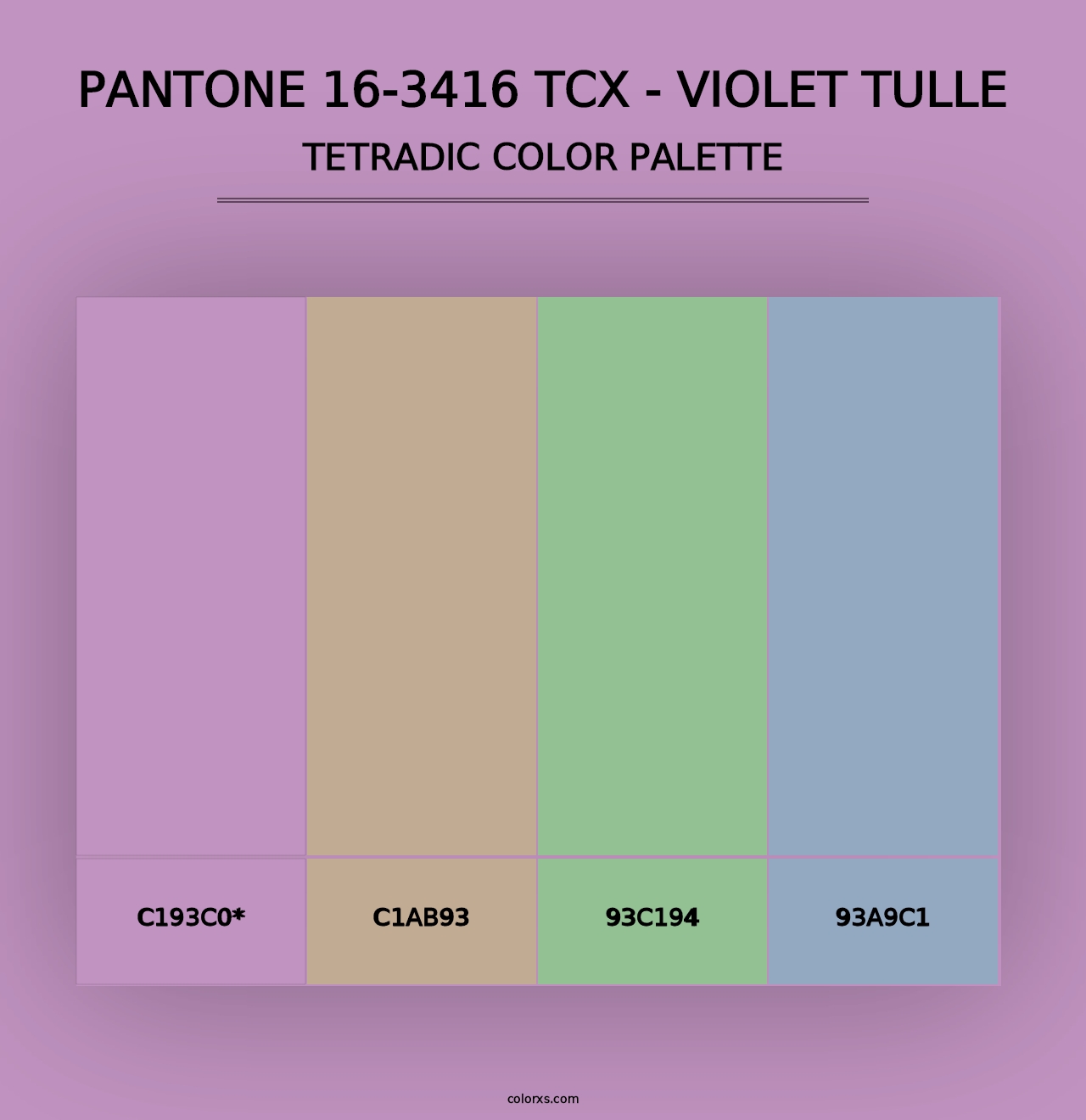 PANTONE 16-3416 TCX - Violet Tulle - Tetradic Color Palette