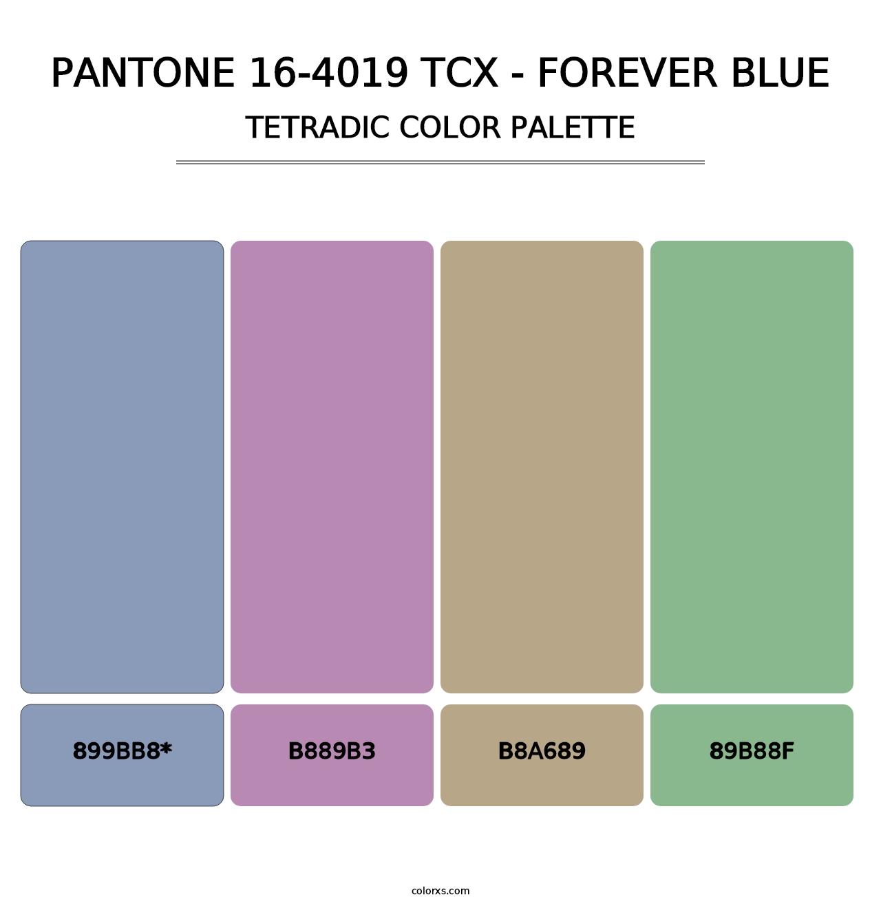 PANTONE 16-4019 TCX - Forever Blue - Tetradic Color Palette