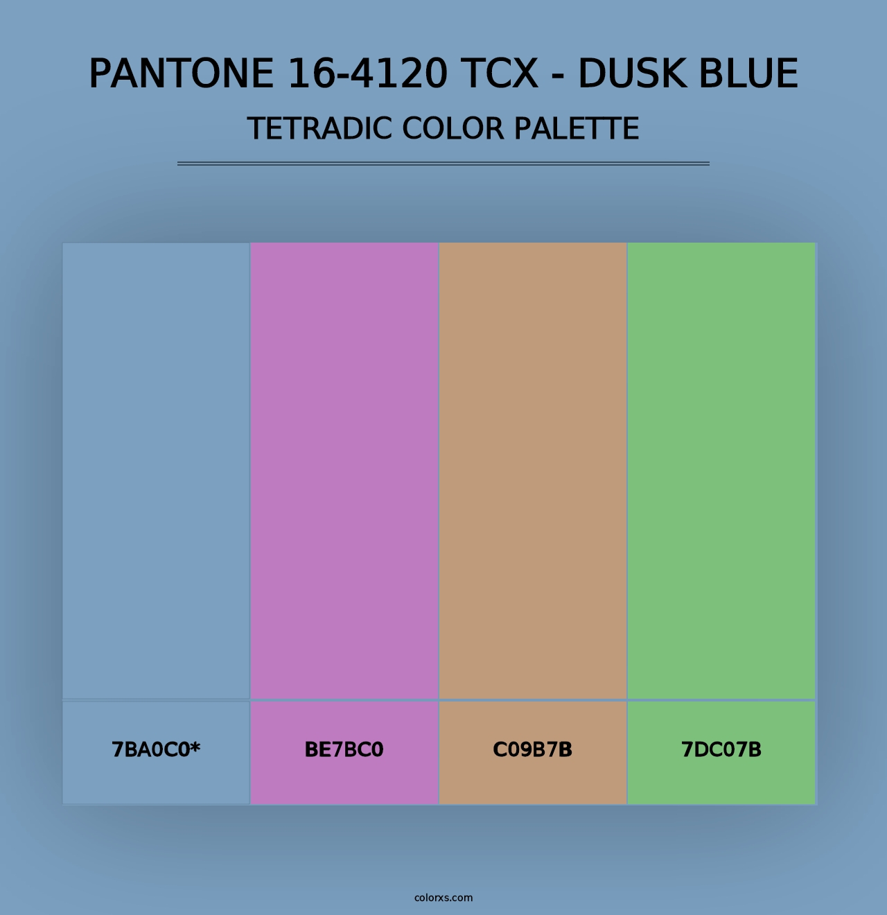 PANTONE 16-4120 TCX - Dusk Blue - Tetradic Color Palette