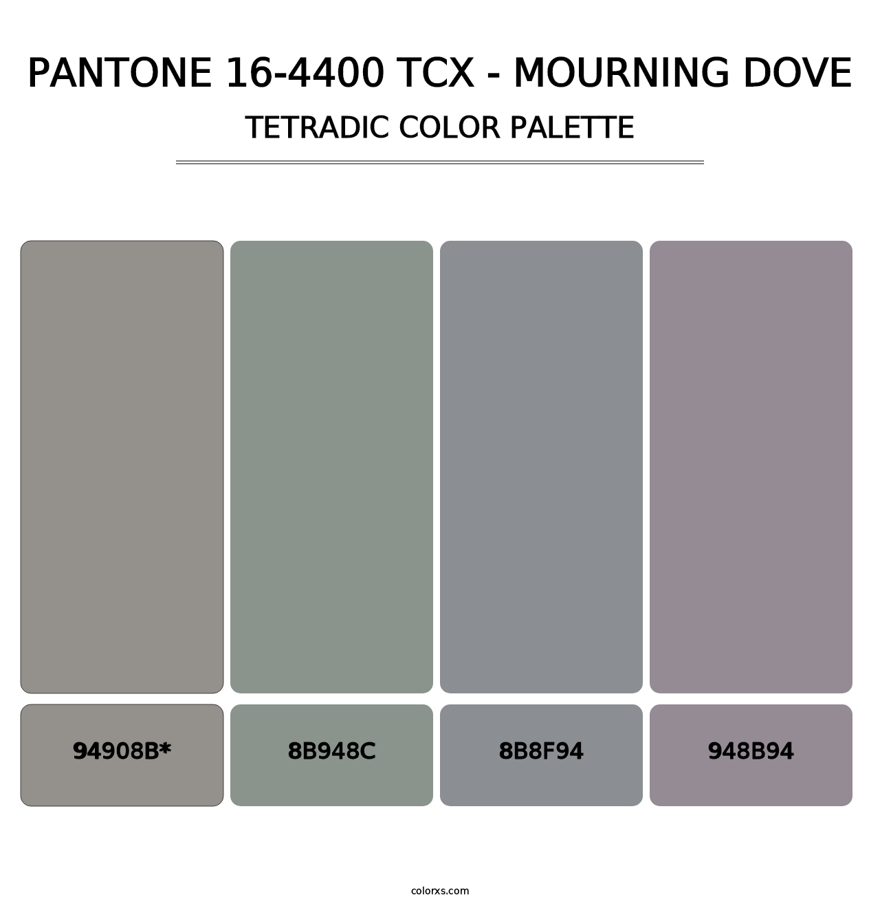 PANTONE 16-4400 TCX - Mourning Dove - Tetradic Color Palette