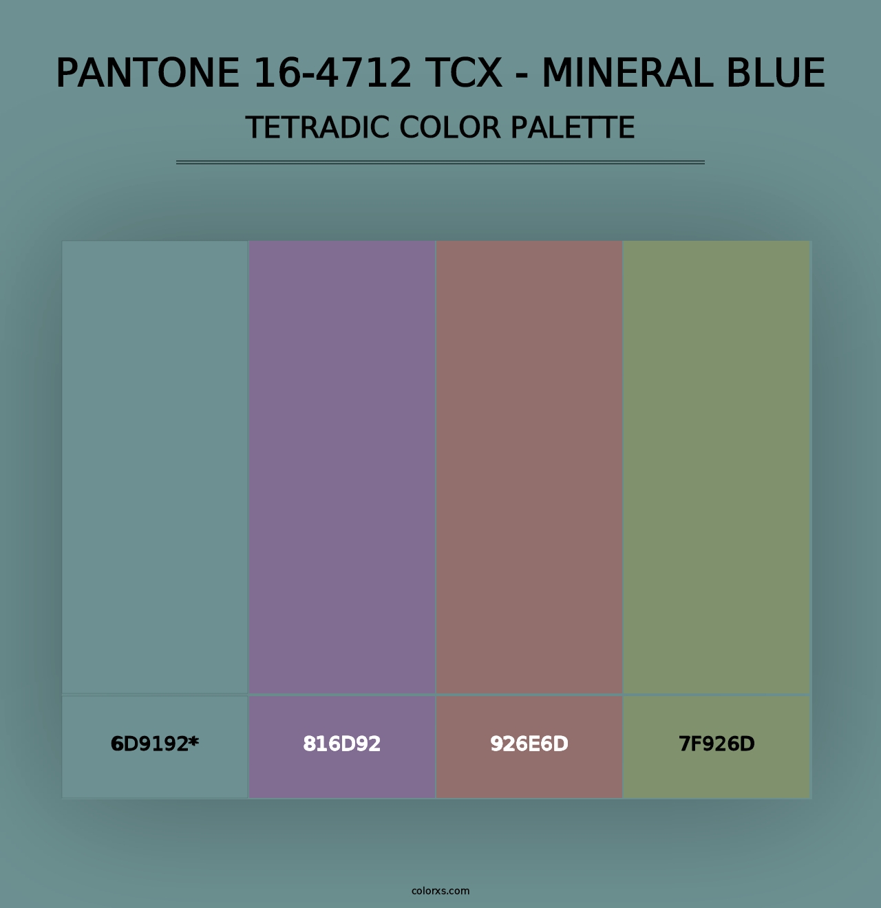 PANTONE 16-4712 TCX - Mineral Blue - Tetradic Color Palette