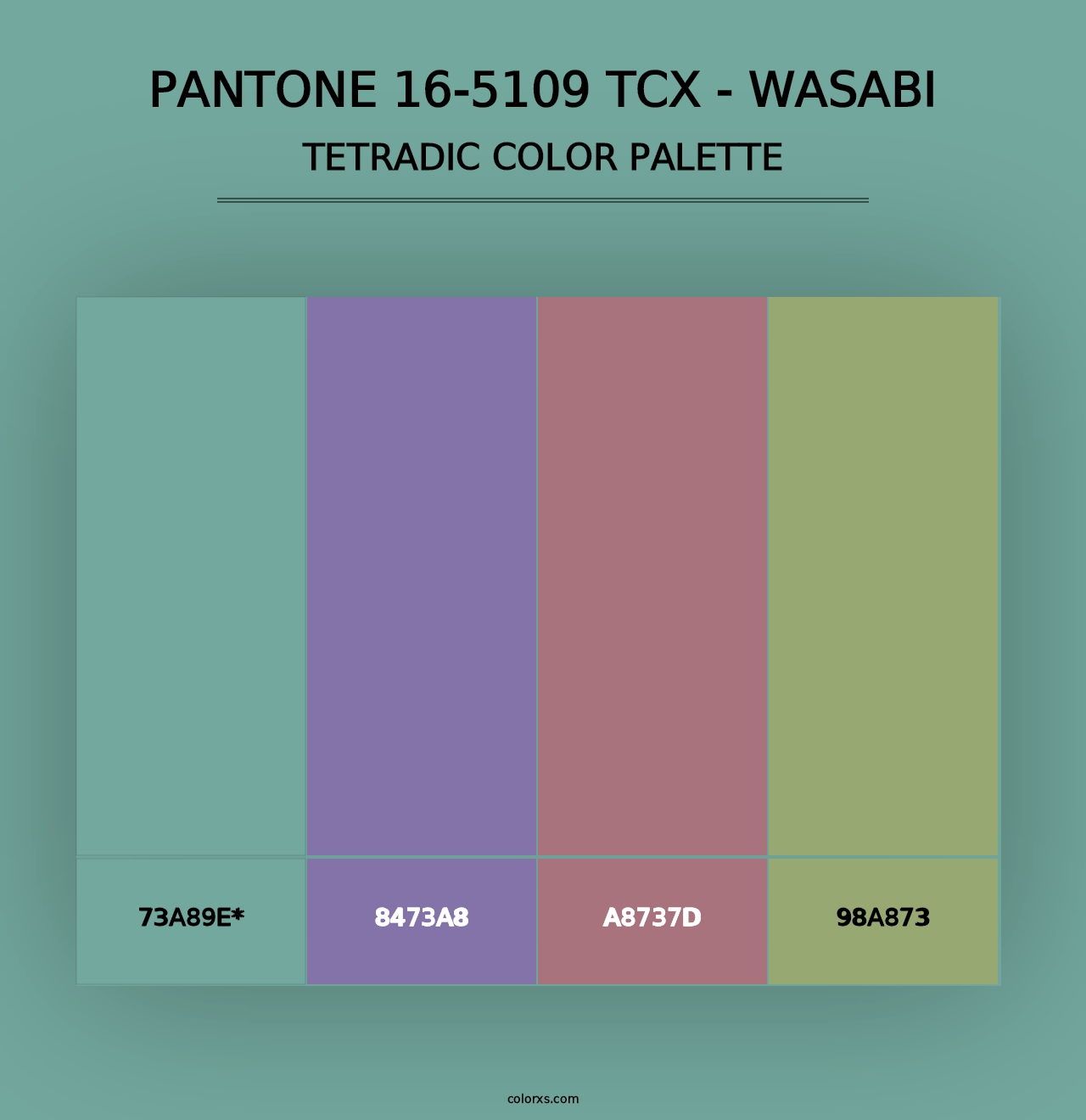 PANTONE 16-5109 TCX - Wasabi - Tetradic Color Palette