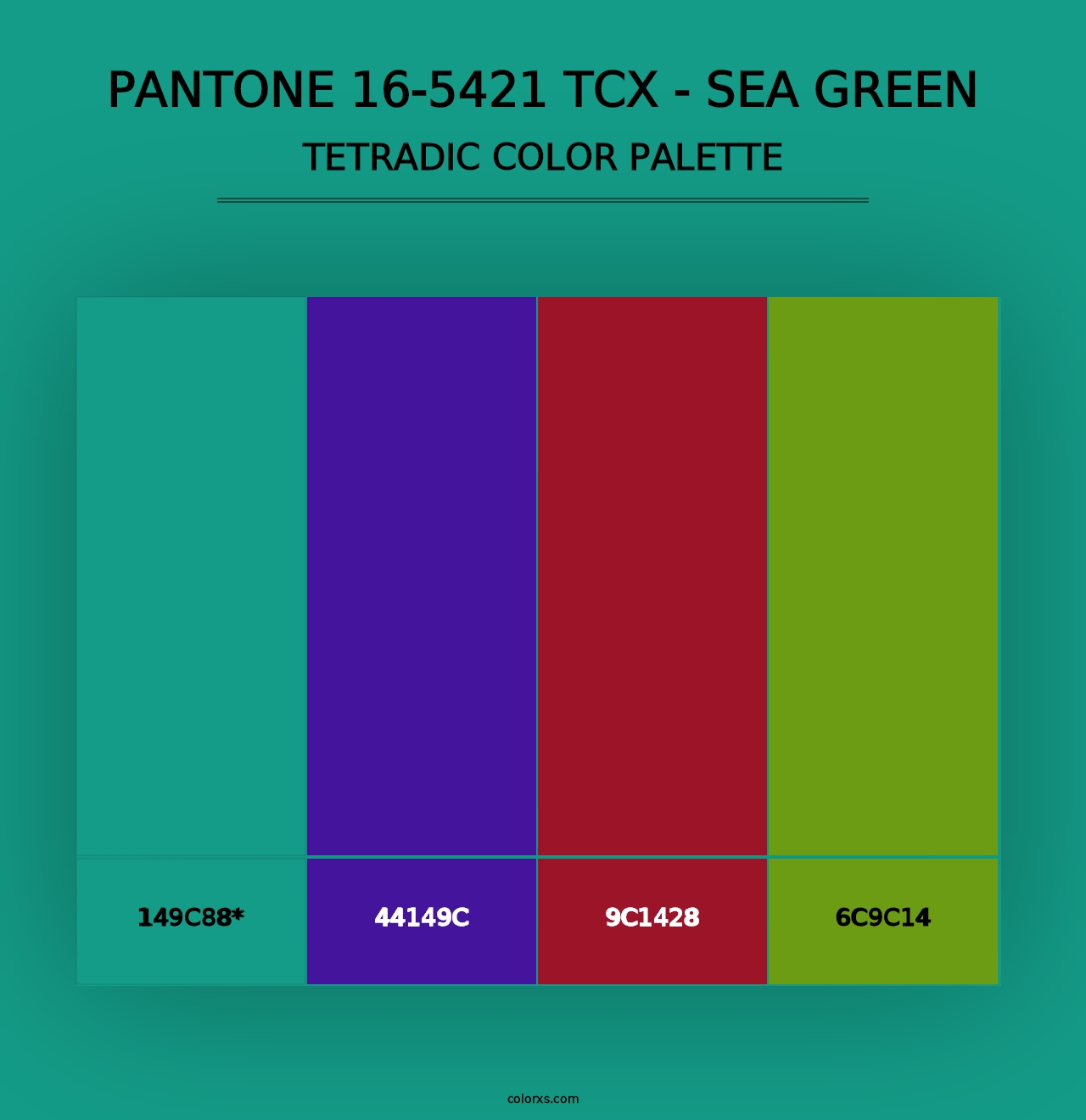 PANTONE 16-5421 TCX - Sea Green - Tetradic Color Palette