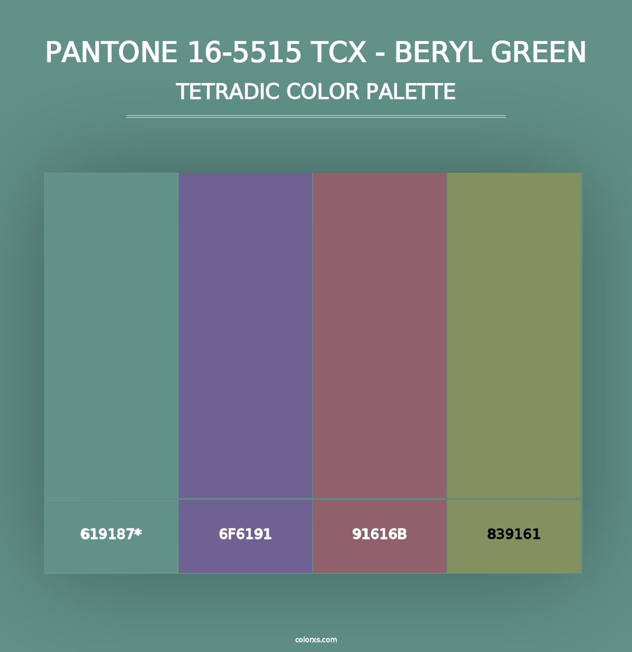 PANTONE 16-5515 TCX - Beryl Green - Tetradic Color Palette