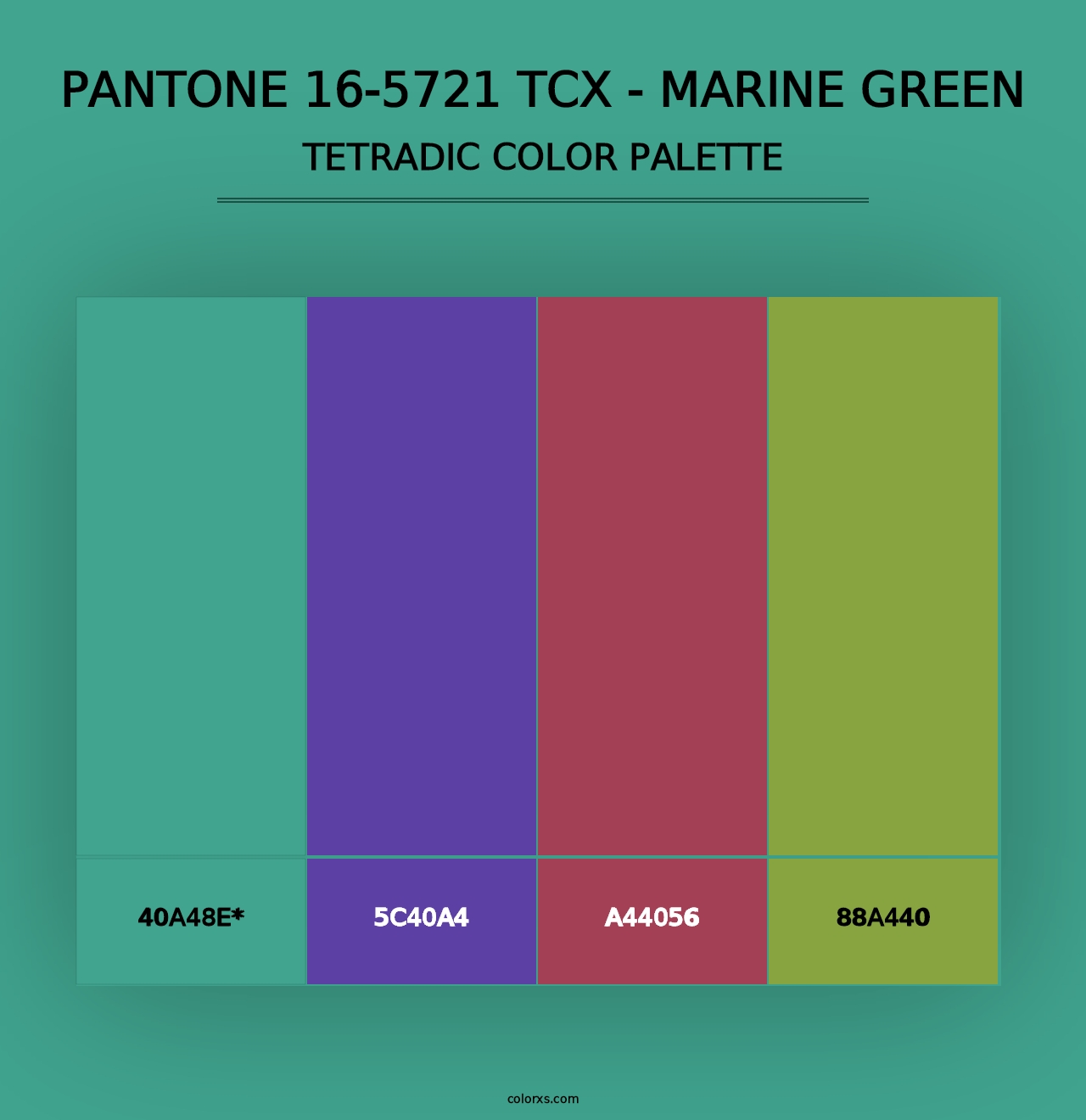 PANTONE 16-5721 TCX - Marine Green - Tetradic Color Palette