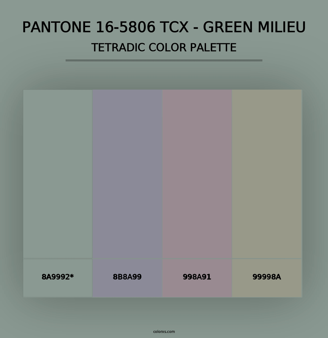 PANTONE 16-5806 TCX - Green Milieu - Tetradic Color Palette