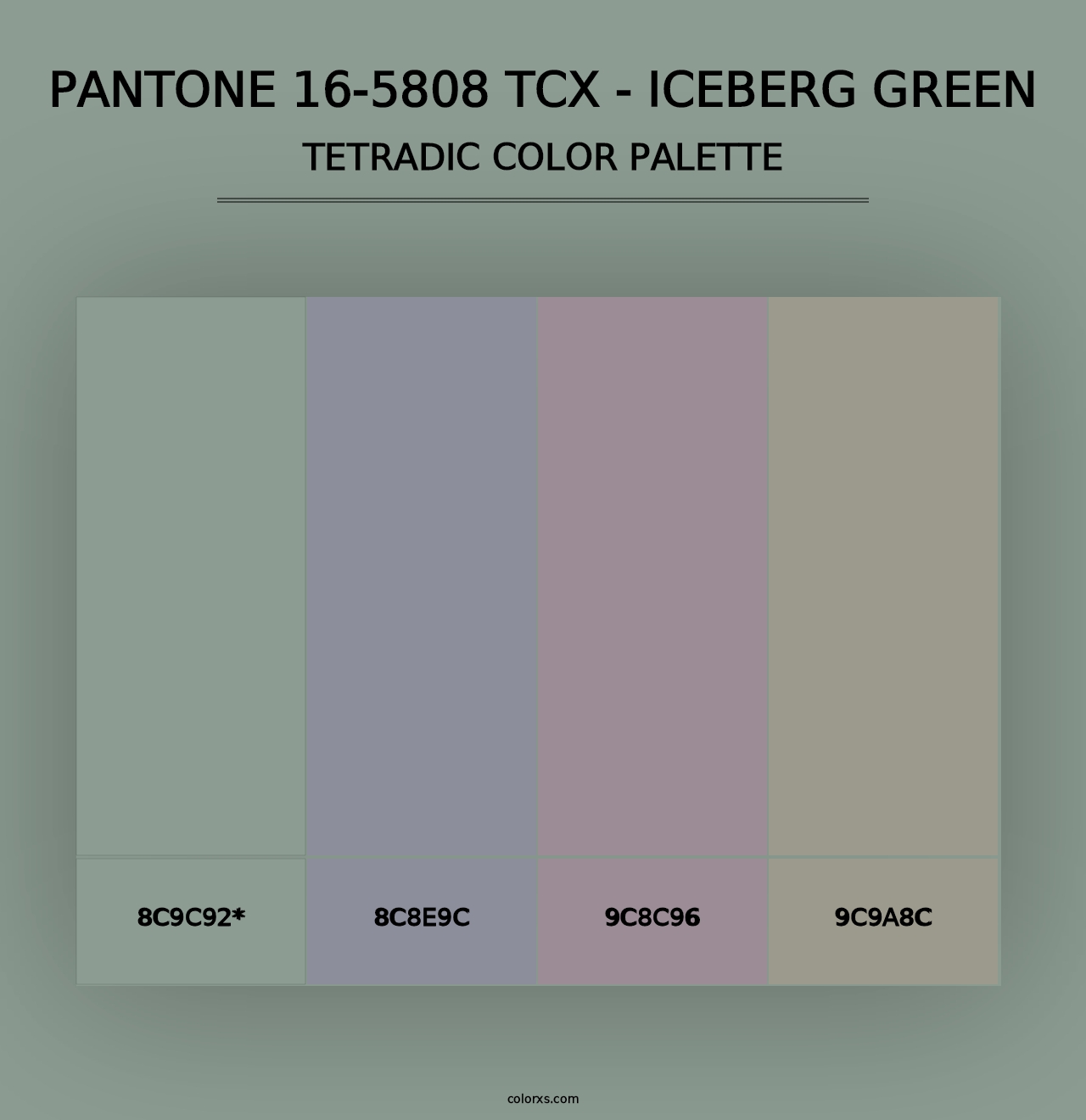 PANTONE 16-5808 TCX - Iceberg Green - Tetradic Color Palette