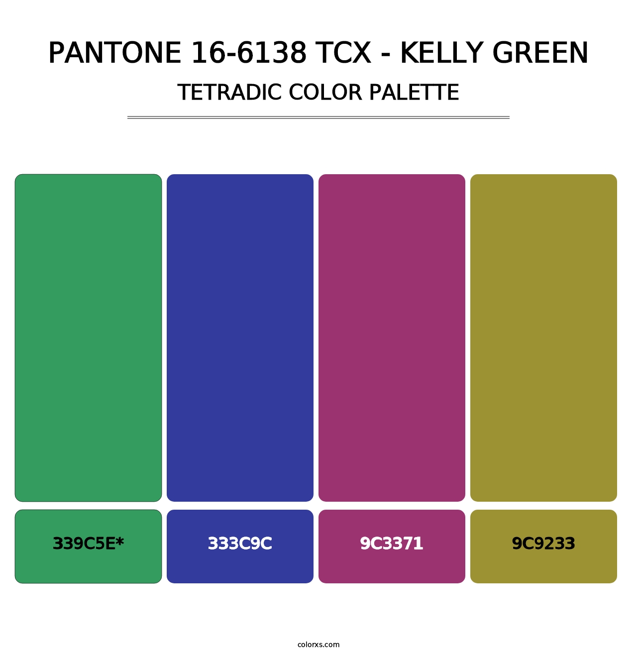 PANTONE 16-6138 TCX - Kelly Green - Tetradic Color Palette