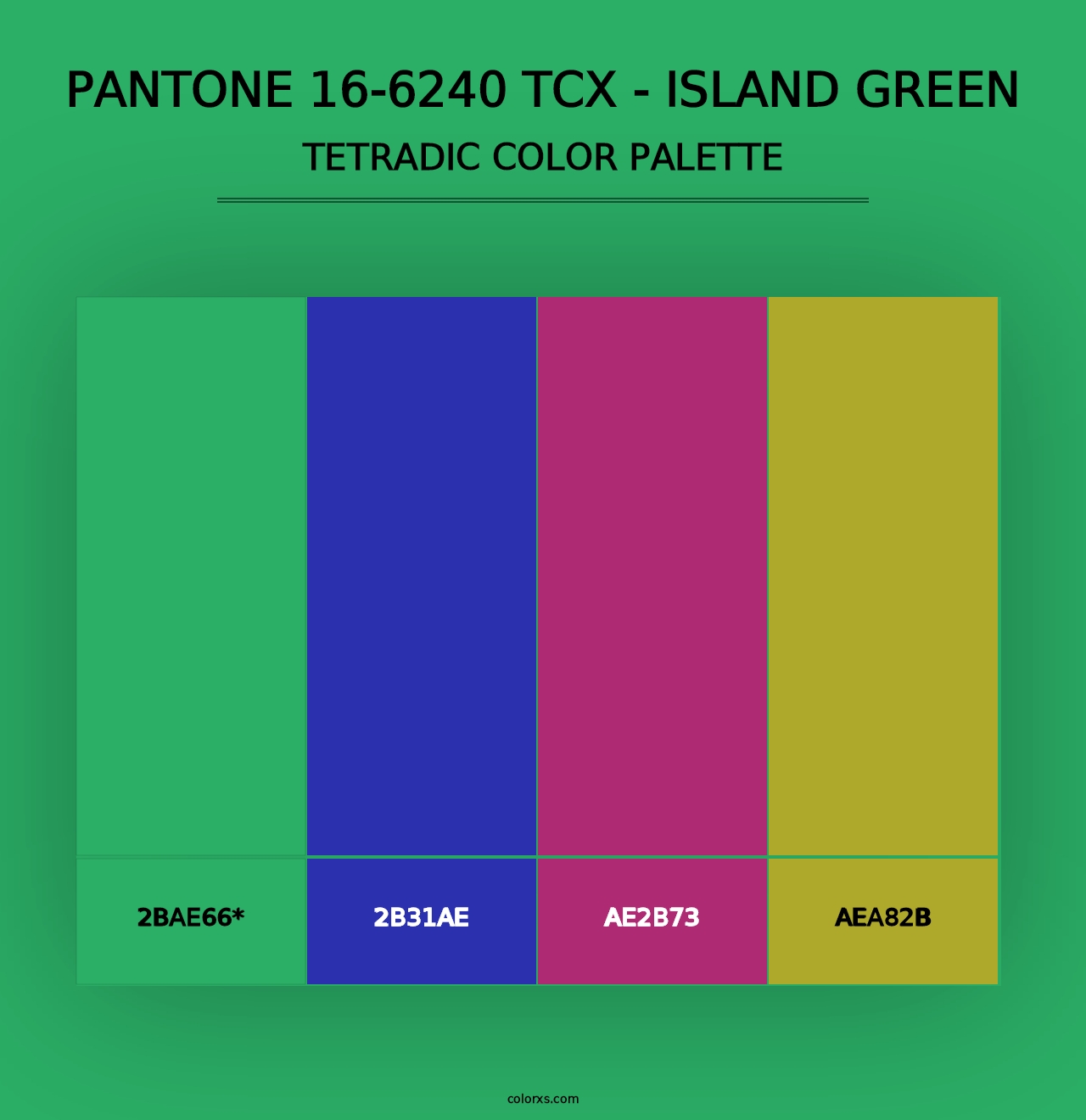 PANTONE 16-6240 TCX - Island Green - Tetradic Color Palette