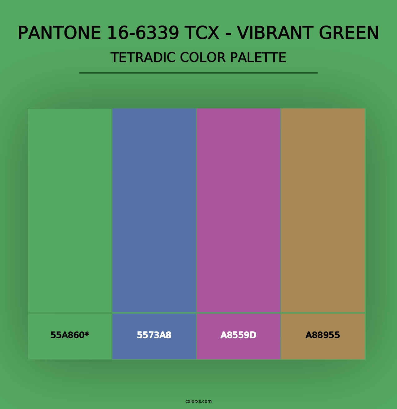 PANTONE 16-6339 TCX - Vibrant Green - Tetradic Color Palette