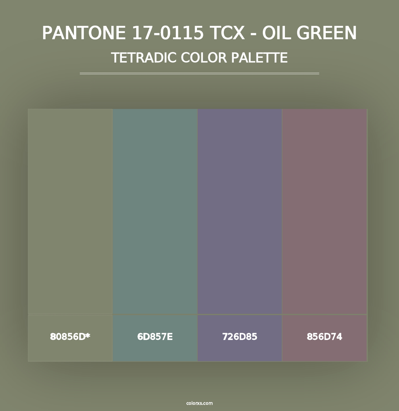 PANTONE 17-0115 TCX - Oil Green - Tetradic Color Palette