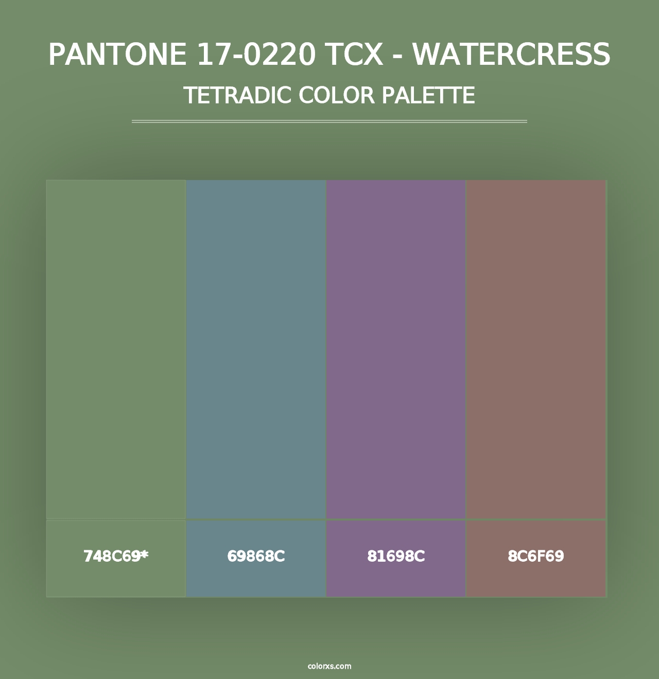 PANTONE 17-0220 TCX - Watercress - Tetradic Color Palette