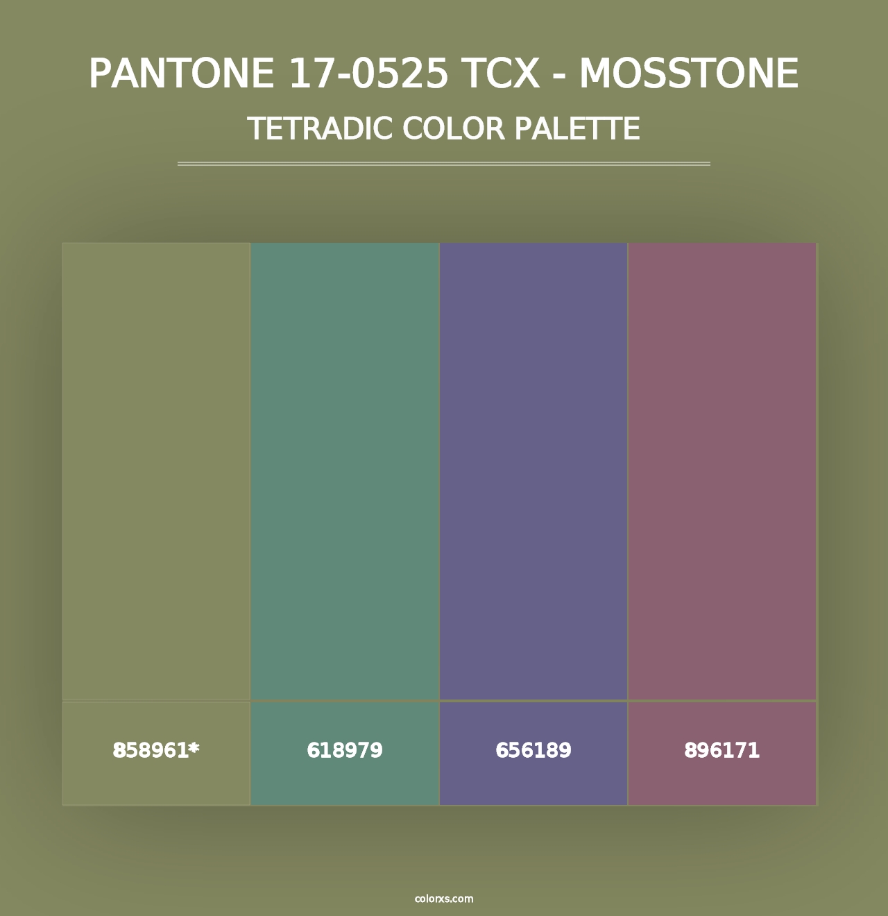 PANTONE 17-0525 TCX - Mosstone - Tetradic Color Palette