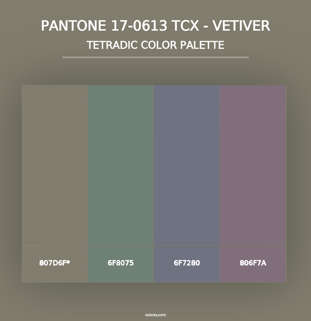 PANTONE 17-0613 TCX - Vetiver - Tetradic Color Palette